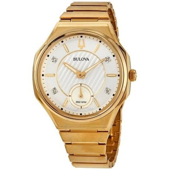Bulova Women's Curv Small Second Quartz Gold Watch 40MM 97P136 - Picture 1 of 6